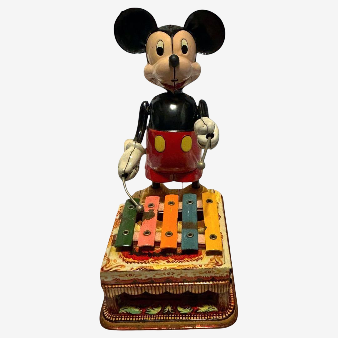 Linemar / Marx Mickey Mouse Xylophone Player · Walt Disney Productions · Wind-Up Tin Mechanical Toy · Japan, 1950s