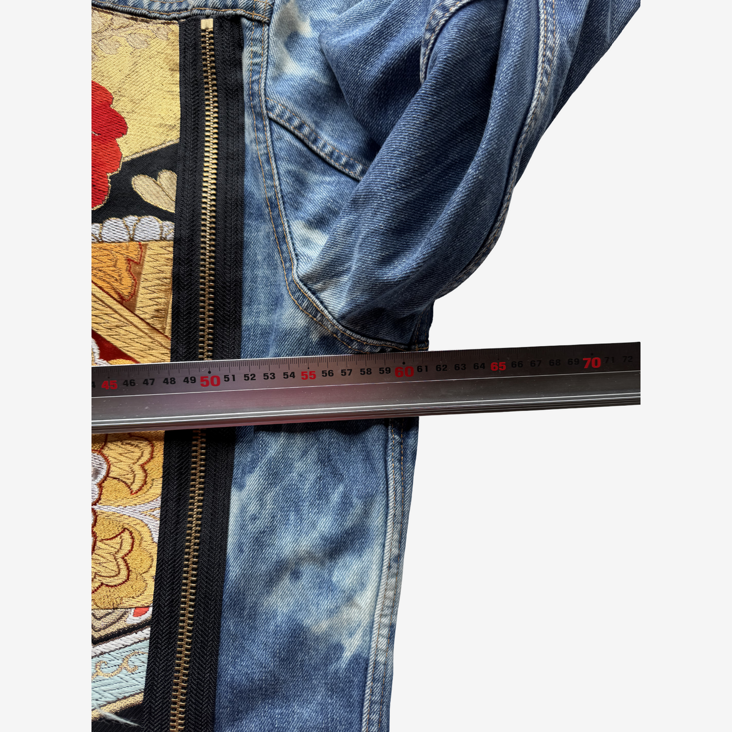 Cote Mer Kimono Obi Patchwork Denim Jacket L XL Japanese Remake One of One Reconstructed Streetwear Wearable Art