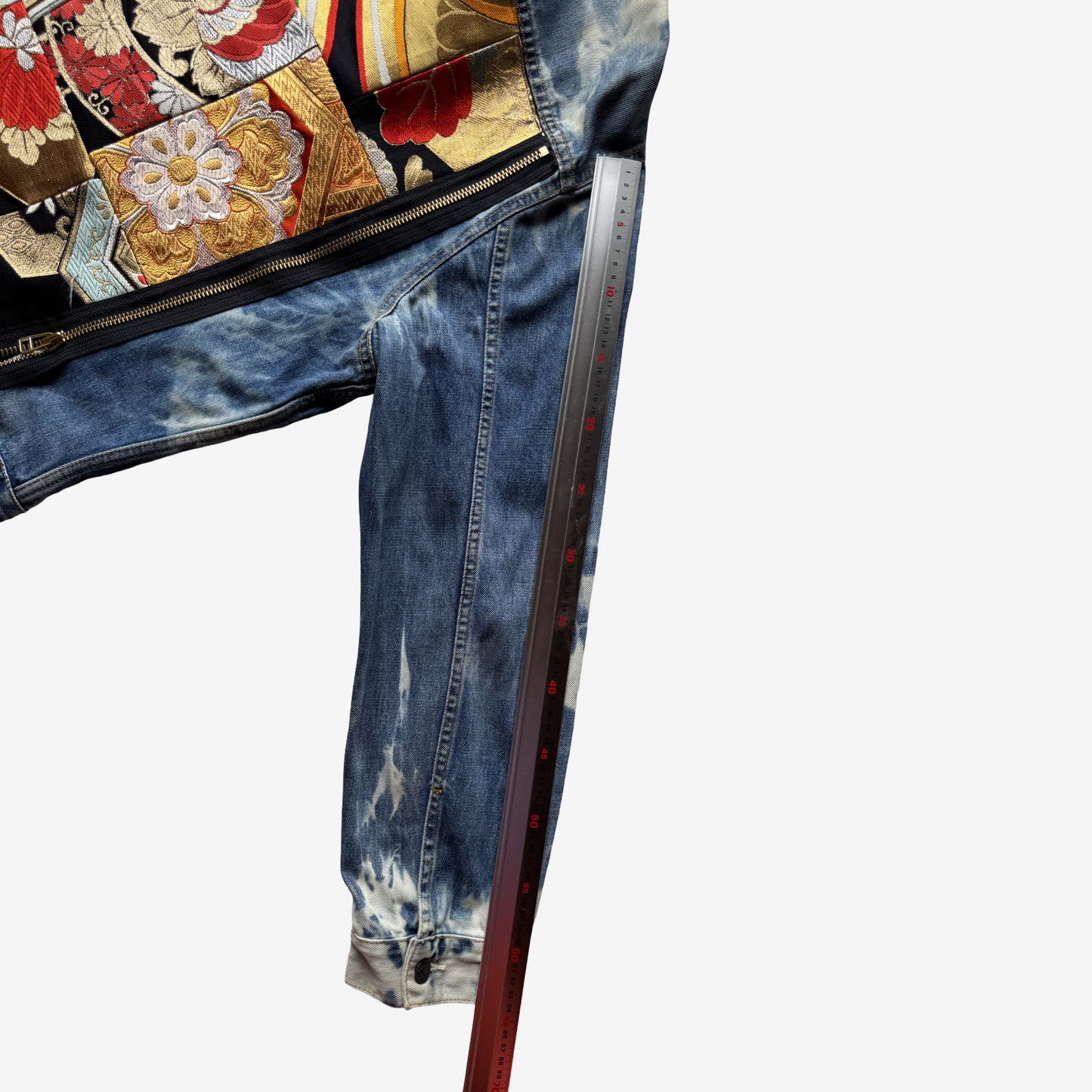 Cote Mer Kimono Obi Patchwork Denim Jacket L XL Japanese Remake One of One Reconstructed Streetwear Wearable Art