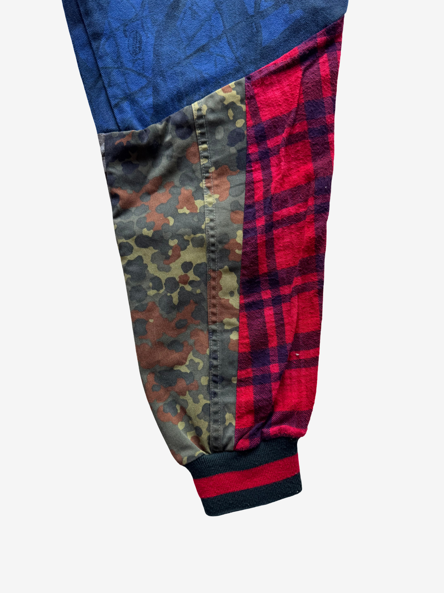 Japanese Streetwear COTÉ MER Reconstructed Indigo Patchwork Denim Jogger Pants W31–32