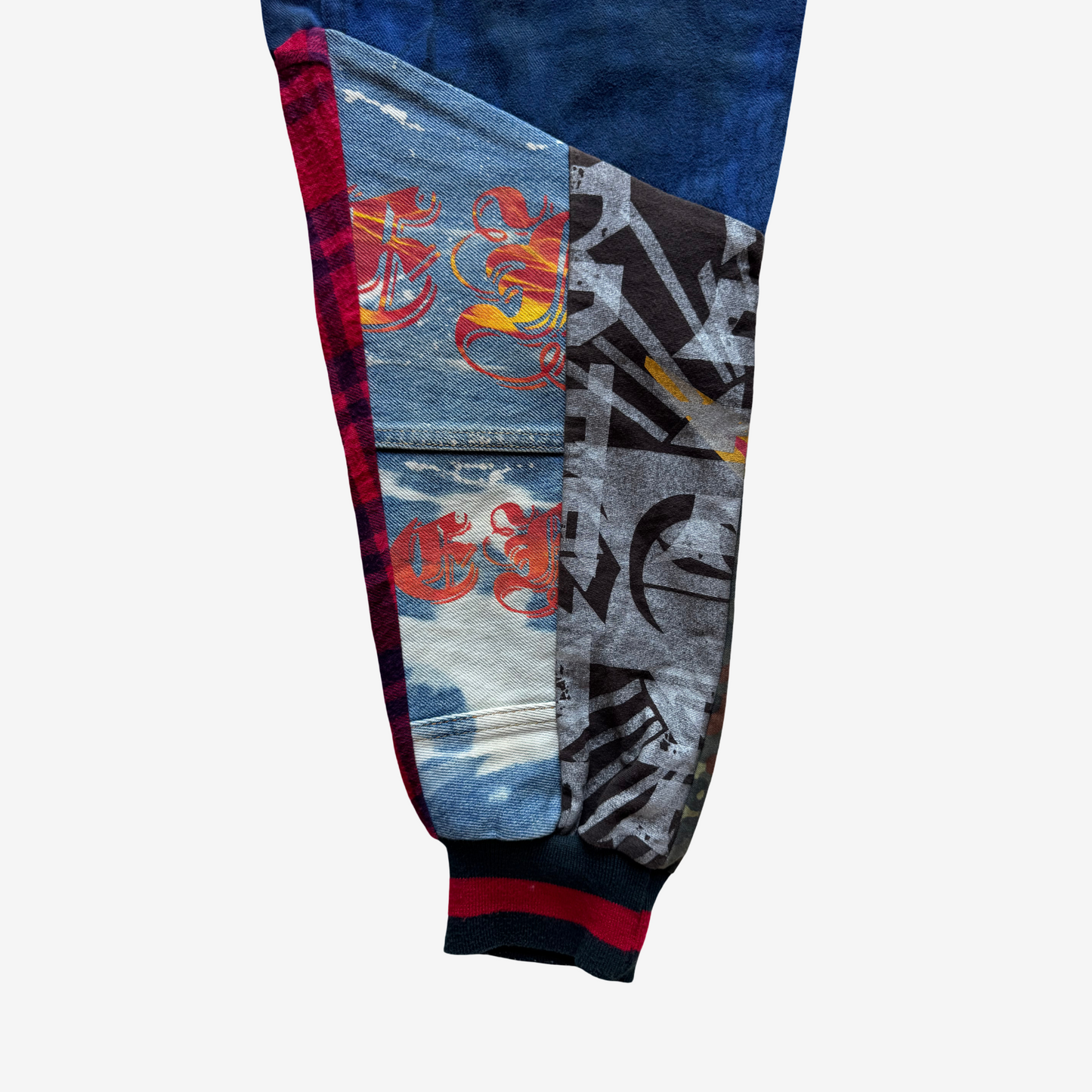 Japanese Streetwear COTÉ MER Reconstructed Indigo Patchwork Denim Jogger Pants W31–32