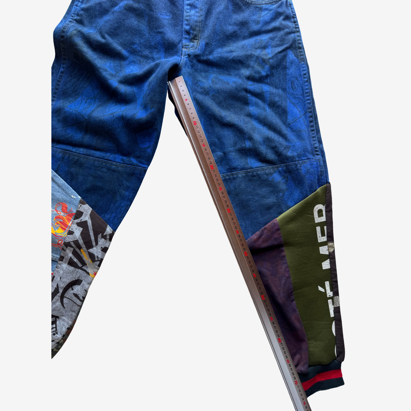 Japanese Streetwear COTÉ MER Reconstructed Indigo Patchwork Denim Jogger Pants W31–32