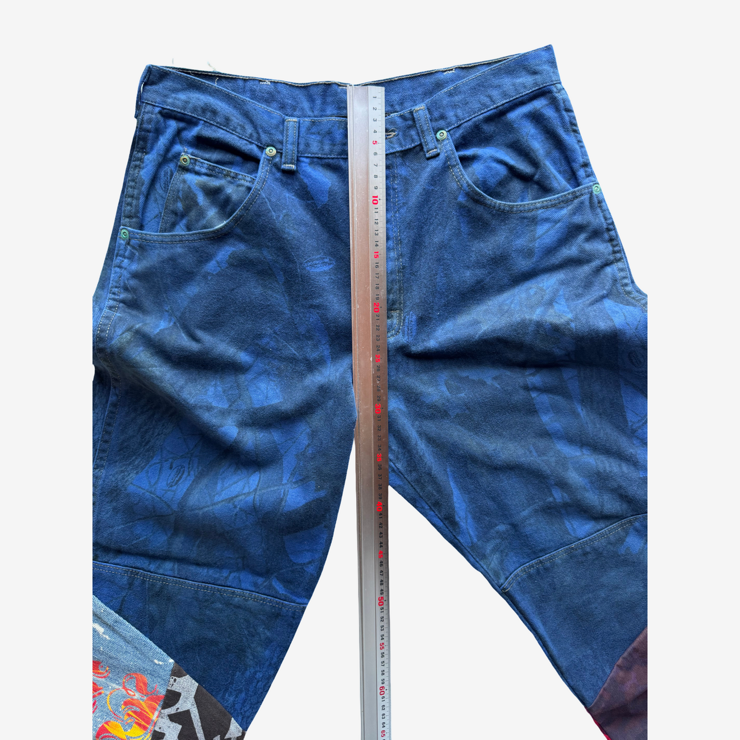 Japanese Streetwear COTÉ MER Reconstructed Indigo Patchwork Denim Jogger Pants W31–32