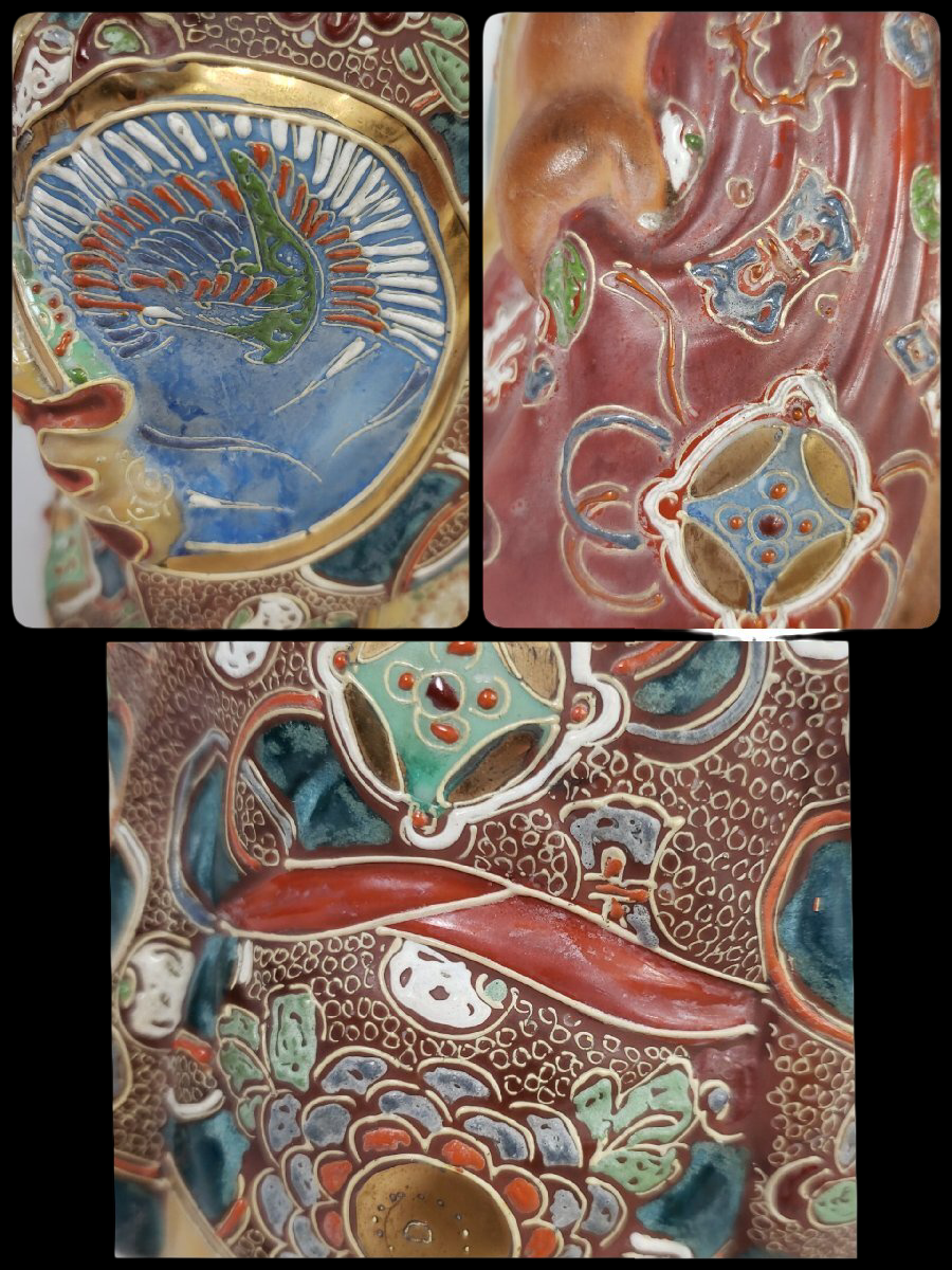 Kutani Ware Hotei Figure | Seven Gods of Fortune | Polychrome Ceramic Sculpture | Approx. 20 cm