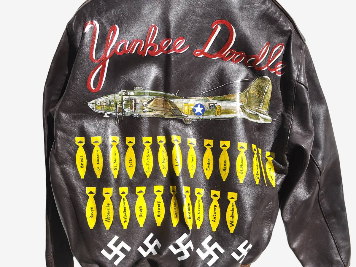 Eastman A-2 Leather Jacket Full Paint B-17 Bomber Art WWII Style Crown Zipper Horsehide Size 40