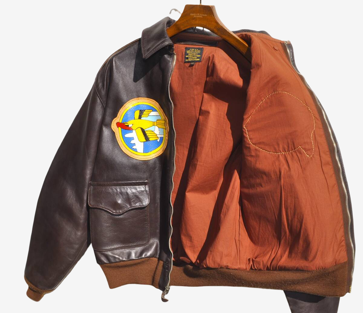 Eastman A-2 Leather Jacket Full Paint B-17 Bomber Art WWII Style Crown Zipper Horsehide Size 40