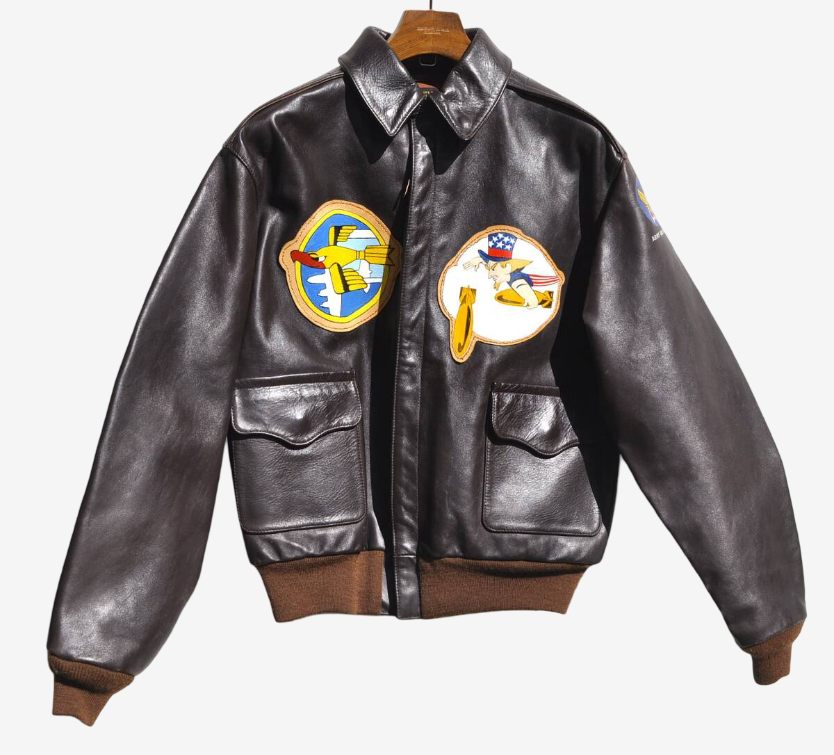 Eastman A-2 Leather Jacket Full Paint B-17 Bomber Art WWII Style Crown Zipper Horsehide Size 40