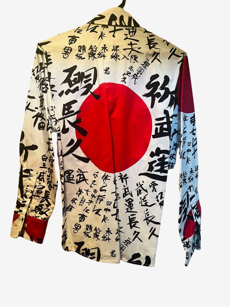 JOHNSONS Rock ’n’ Roll Suicide Kamikaze Japanese Calligraphy Shirt Red Sun Punk Rockabilly London Style XS