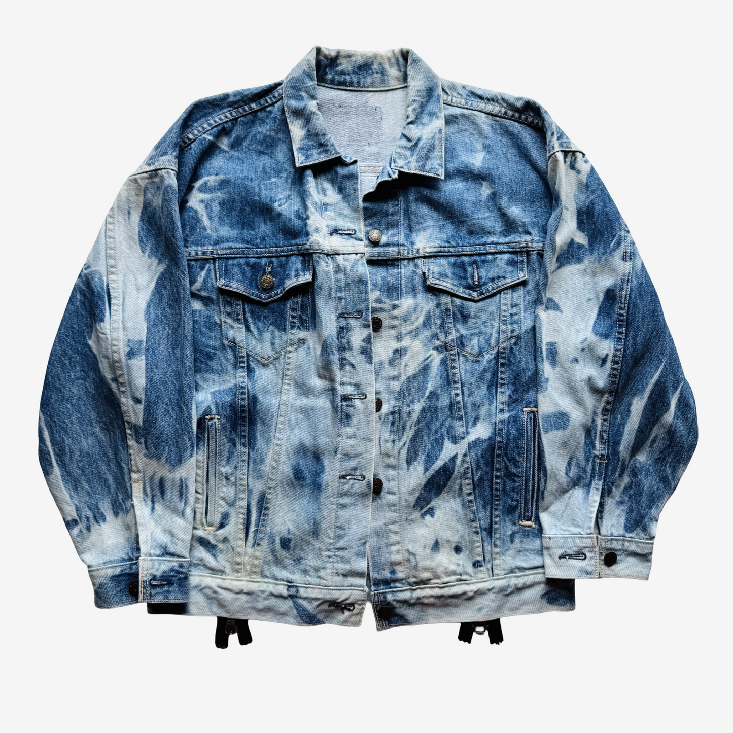 Cote Mer Kimono Obi Patchwork Japanese Remake Denim Jacket L XL Reconstructed Streetwear Wearable Art
