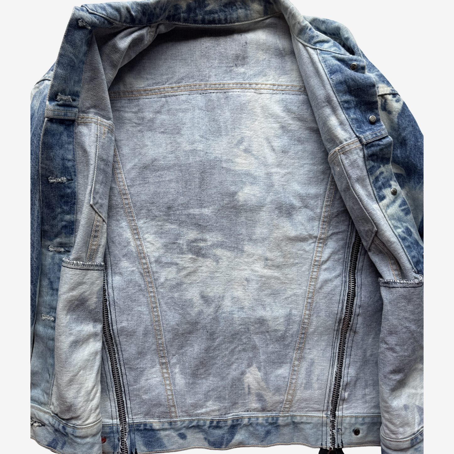 Cote Mer Kimono Obi Patchwork Japanese Remake Denim Jacket L XL Reconstructed Streetwear Wearable Art