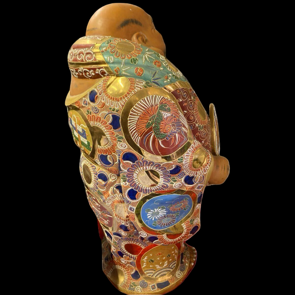 Large Kutani Ware Hotei Figure | Seven Gods of Fortune | Polychrome Ceramic Sculpture | Approx. 62 cm