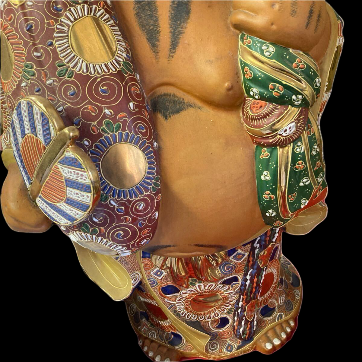 Large Kutani Ware Hotei Figure | Seven Gods of Fortune | Polychrome Ceramic Sculpture | Approx. 62 cm