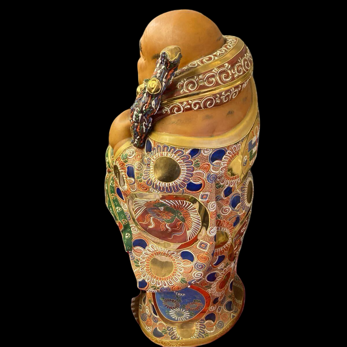 Large Kutani Ware Hotei Figure | Seven Gods of Fortune | Polychrome Ceramic Sculpture | Approx. 62 cm