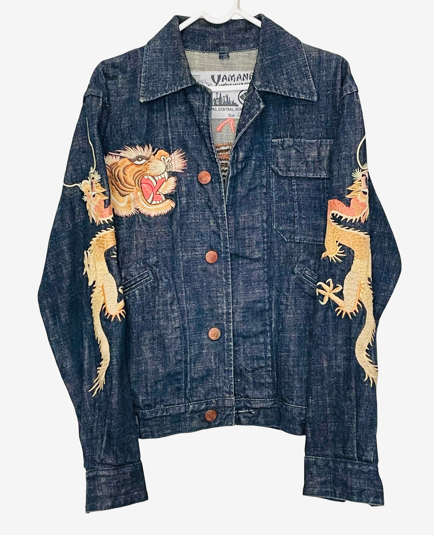 Rare YAMANE EVISU-Era Tokyo Daikanyama Denim Jacket 38 Dragon Tiger Gorilla Embroidery Japanese Y2K Streetwear
