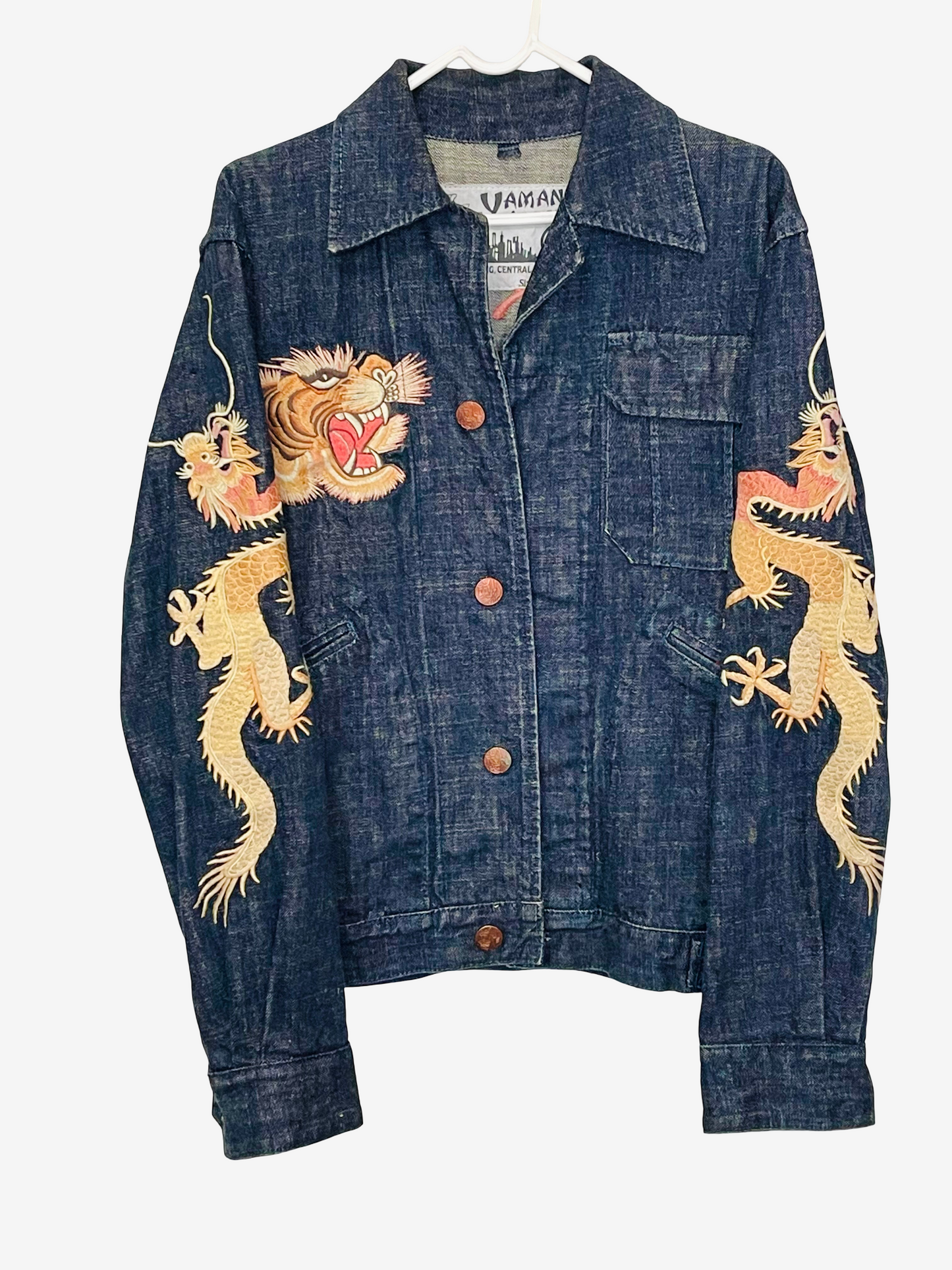 Rare YAMANE EVISU-Era Tokyo Daikanyama Denim Jacket 38 Dragon Tiger Gorilla Embroidery Japanese Y2K Streetwear