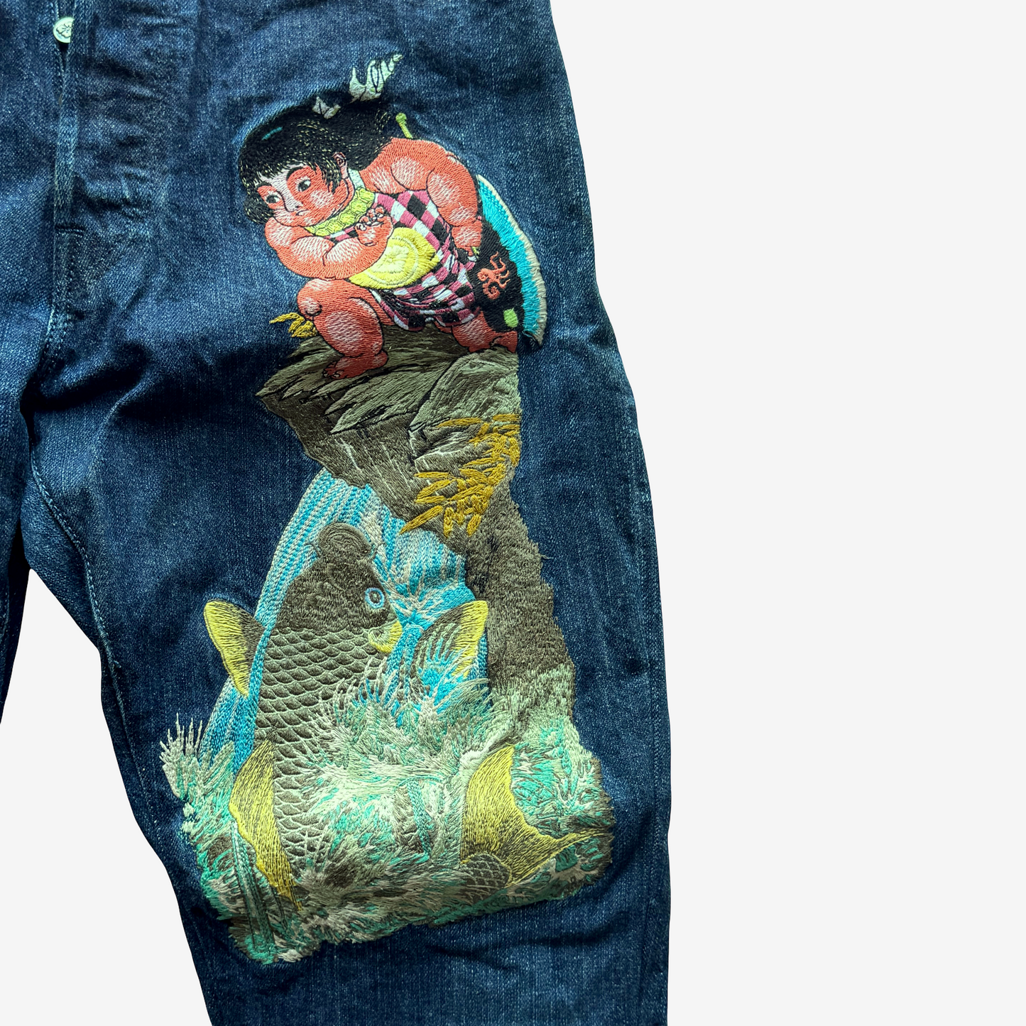 Vintage YAMANE EVISU Kintaro Koi Embroidered Jeans W31 Tapered Japanese Amekaji Denim Lot 1926