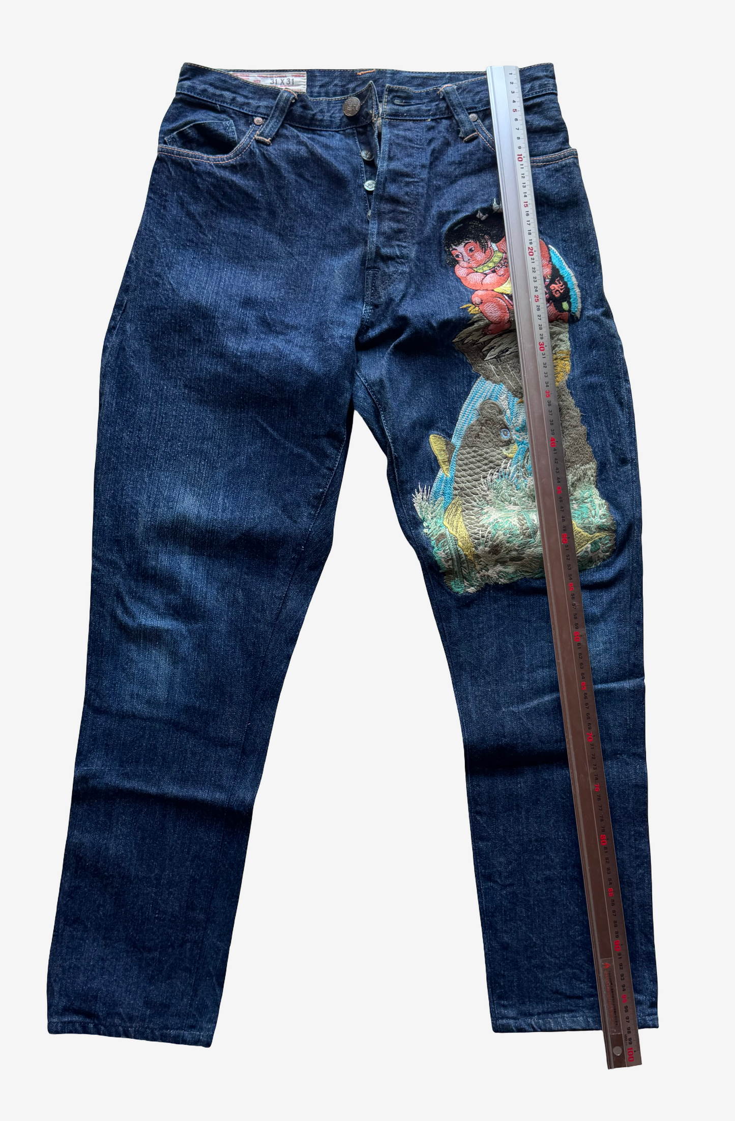 Vintage YAMANE EVISU Kintaro Koi Embroidered Jeans W31 Tapered Japanese Amekaji Denim Lot 1926