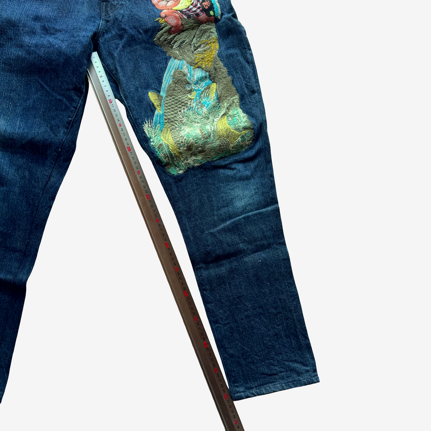 Vintage YAMANE EVISU Kintaro Koi Embroidered Jeans W31 Tapered Japanese Amekaji Denim Lot 1926