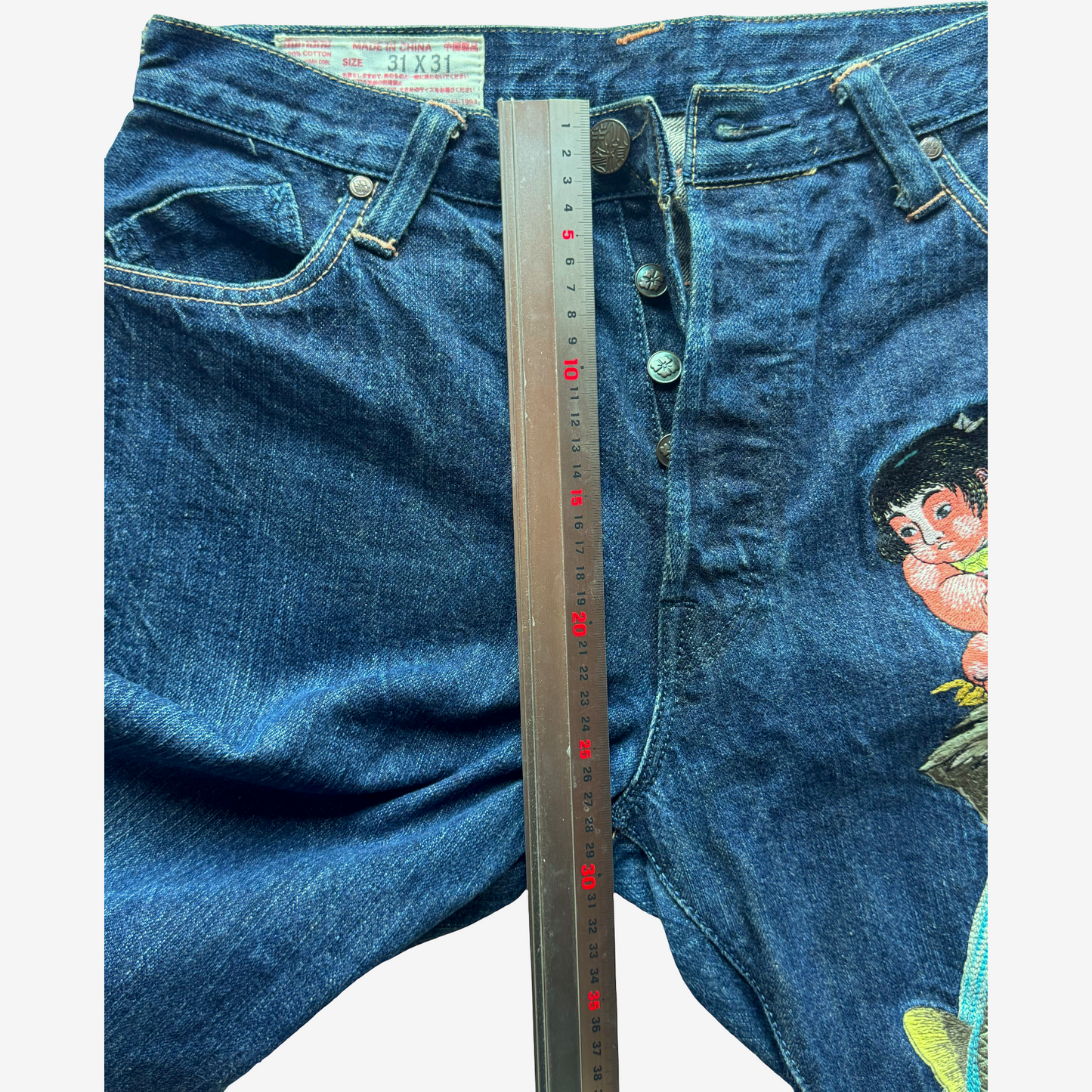 Vintage YAMANE EVISU Kintaro Koi Embroidered Jeans W31 Tapered Japanese Amekaji Denim Lot 1926