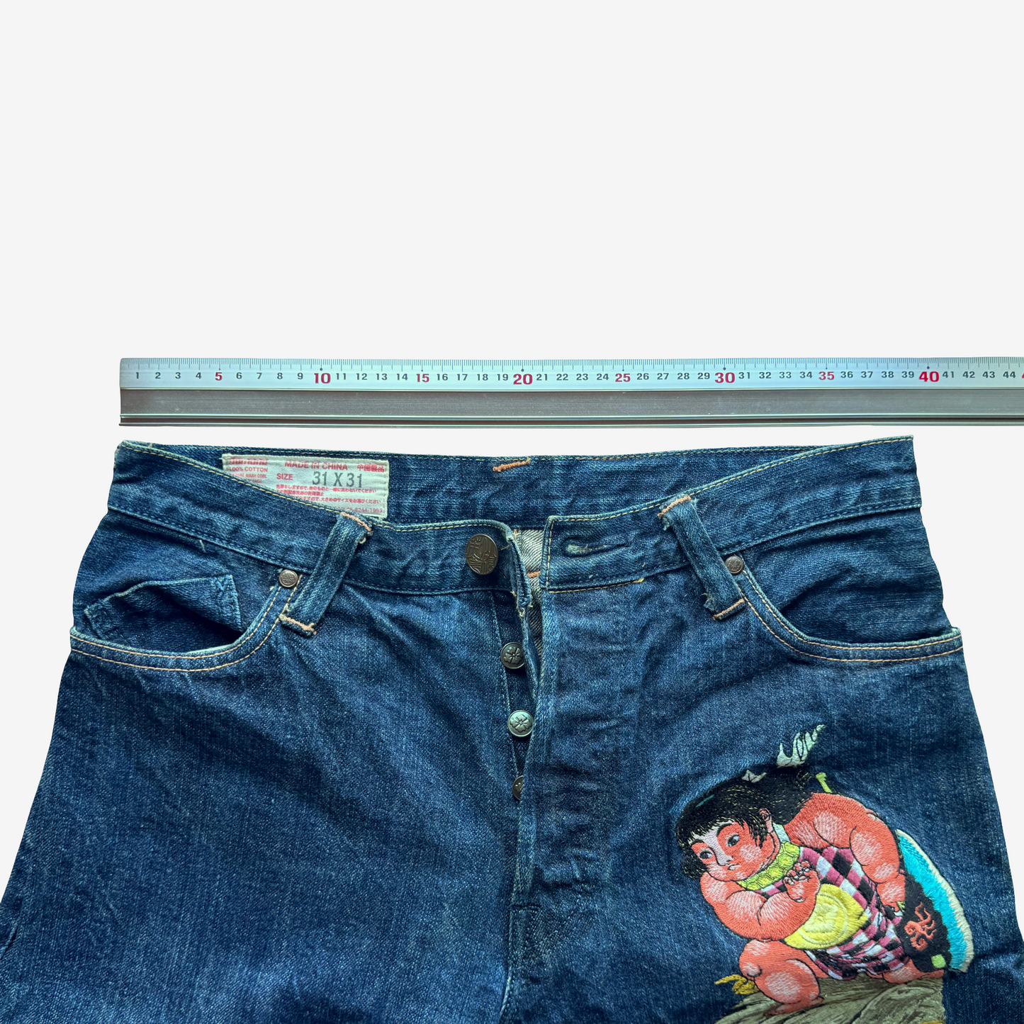Vintage YAMANE EVISU Kintaro Koi Embroidered Jeans W31 Tapered Japanese Amekaji Denim Lot 1926