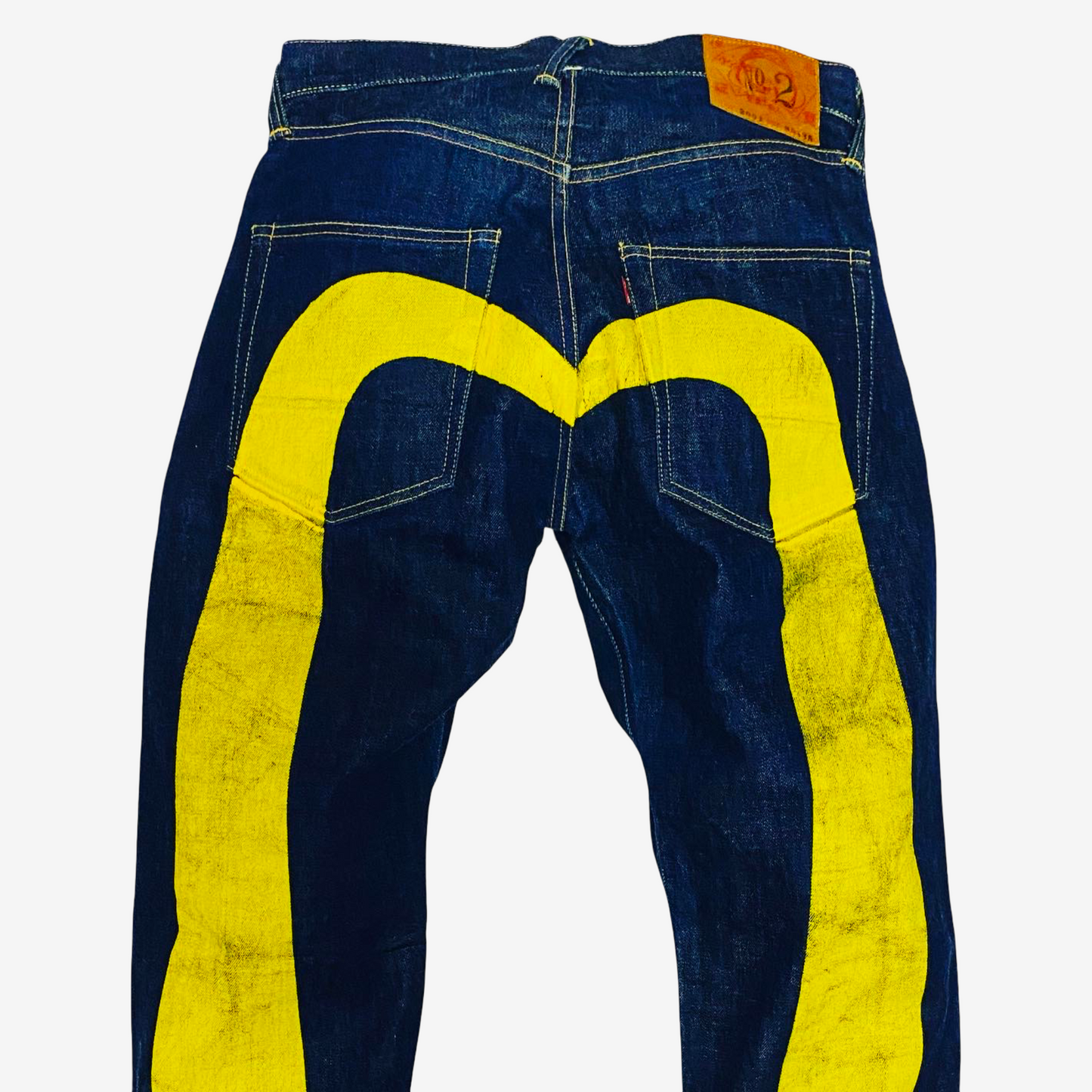 Vintage EVISU No.2 Lot 2001 Yellow Daicock Selvedge Jeans | Made in Japan Heritage Denim | Button Fly | W30 × L35