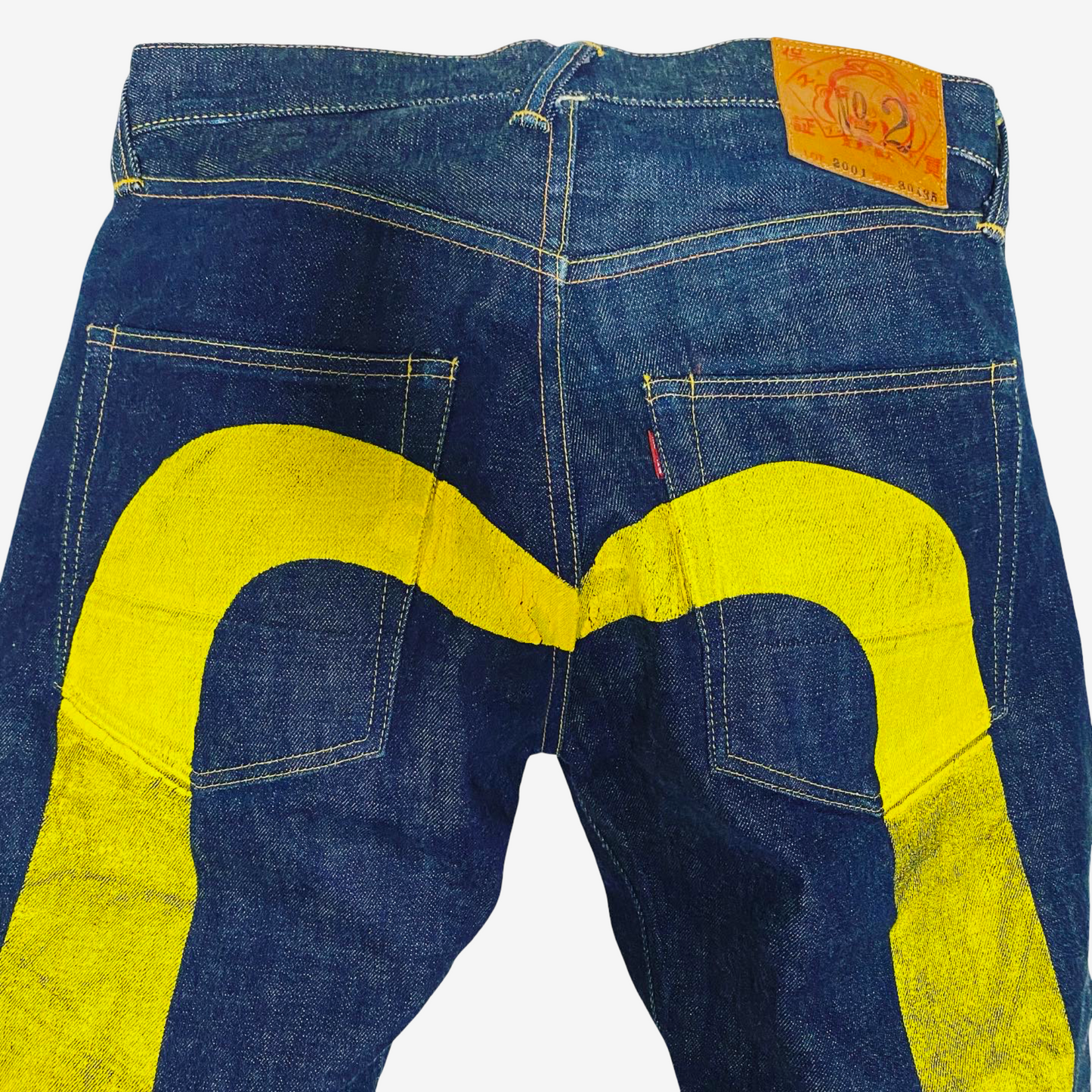 Vintage EVISU No.2 Lot 2001 Yellow Daicock Selvedge Jeans | Made in Japan Heritage Denim | Button Fly | W30 × L35