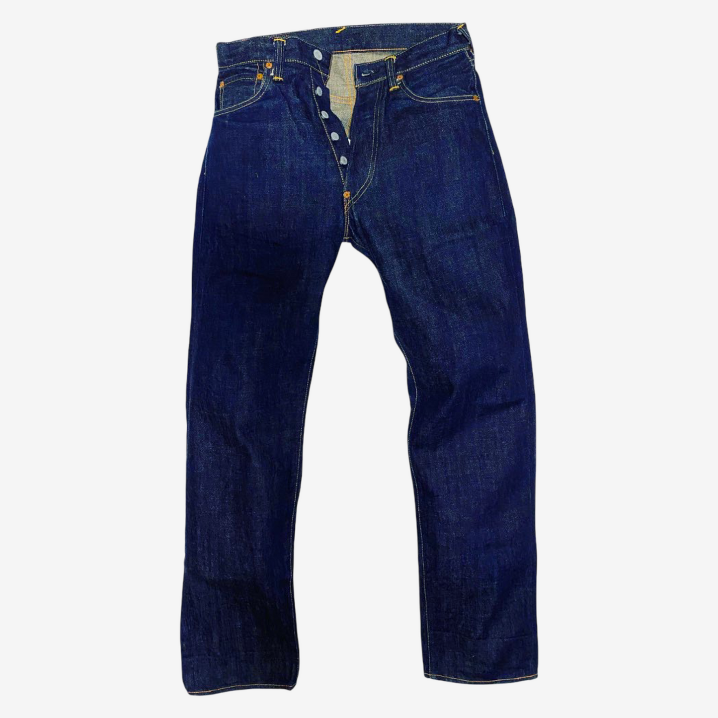 Vintage EVISU No.2 Lot 2001 Yellow Daicock Selvedge Jeans | Made in Japan Heritage Denim | Button Fly | W30 × L35