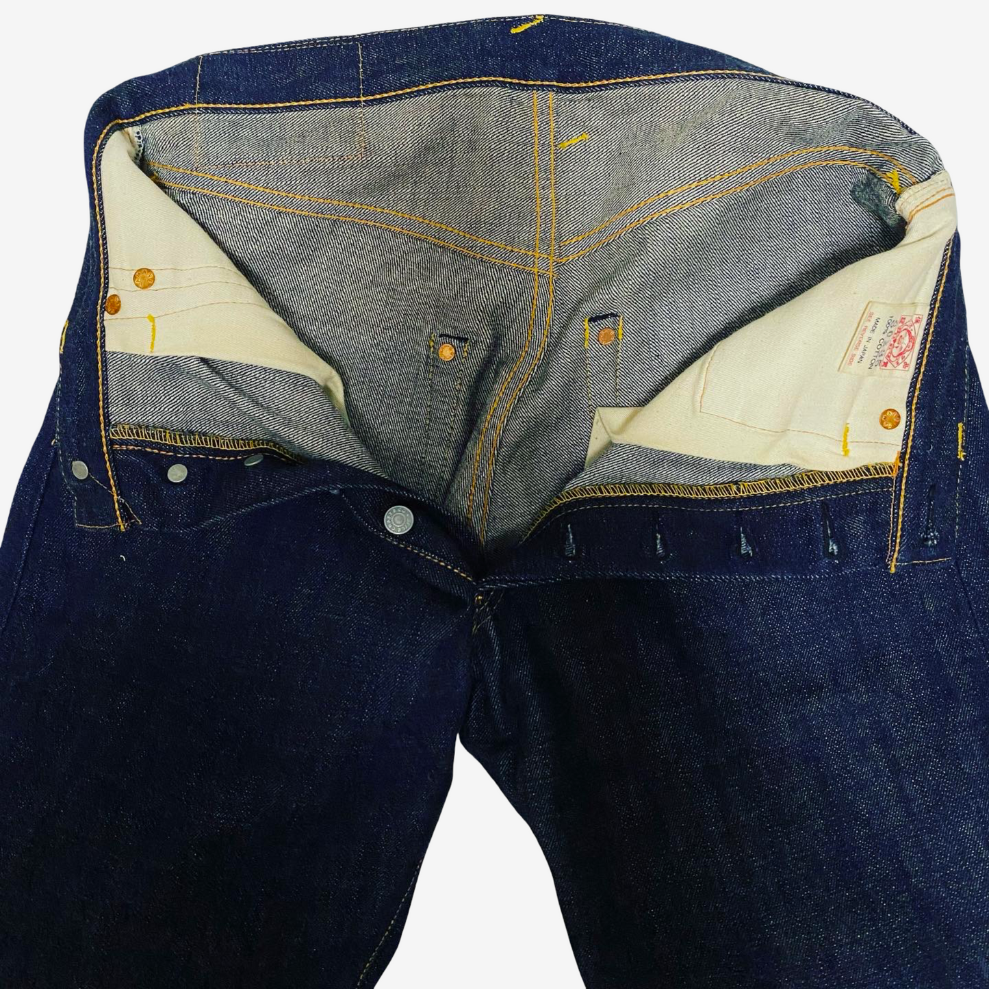 Vintage EVISU No.2 Lot 2001 Yellow Daicock Selvedge Jeans | Made in Japan Heritage Denim | Button Fly | W30 × L35