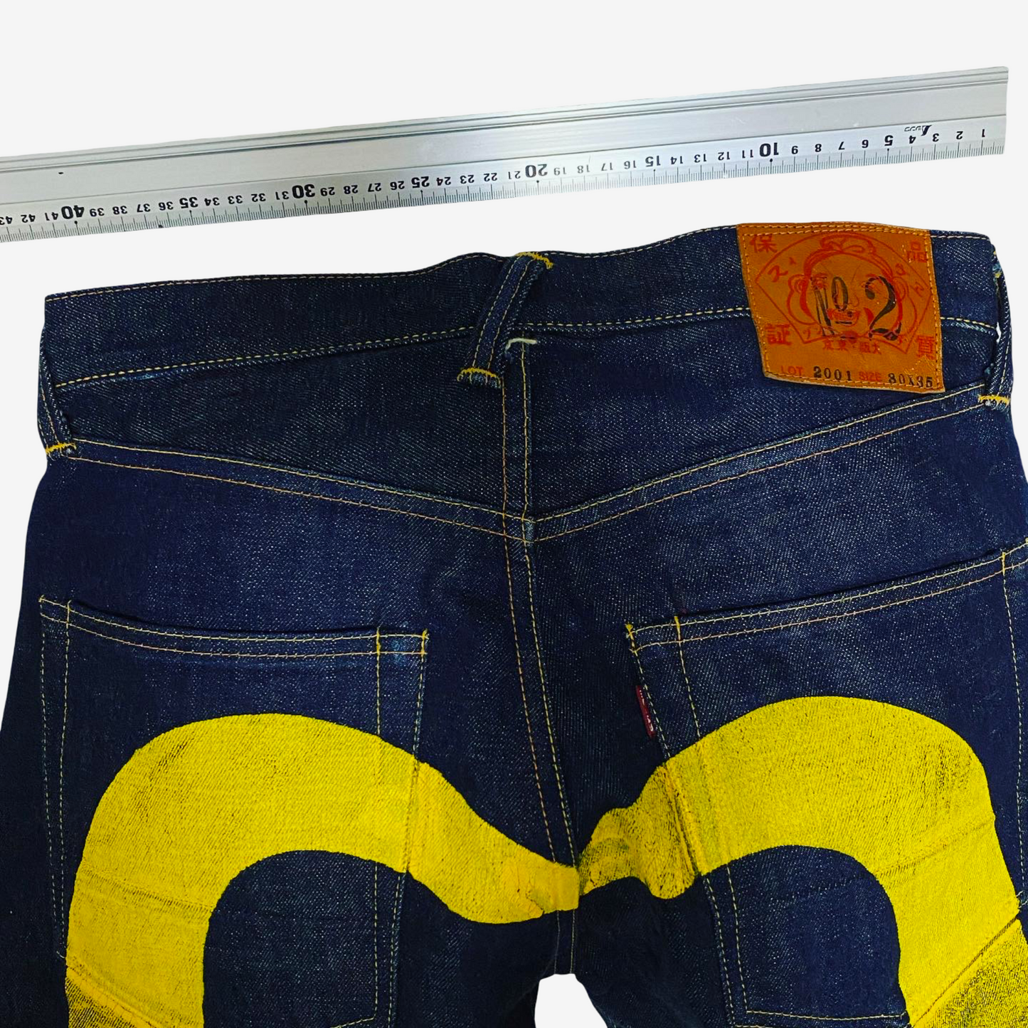 Vintage EVISU No.2 Lot 2001 Yellow Daicock Selvedge Jeans | Made in Japan Heritage Denim | Button Fly | W30 × L35