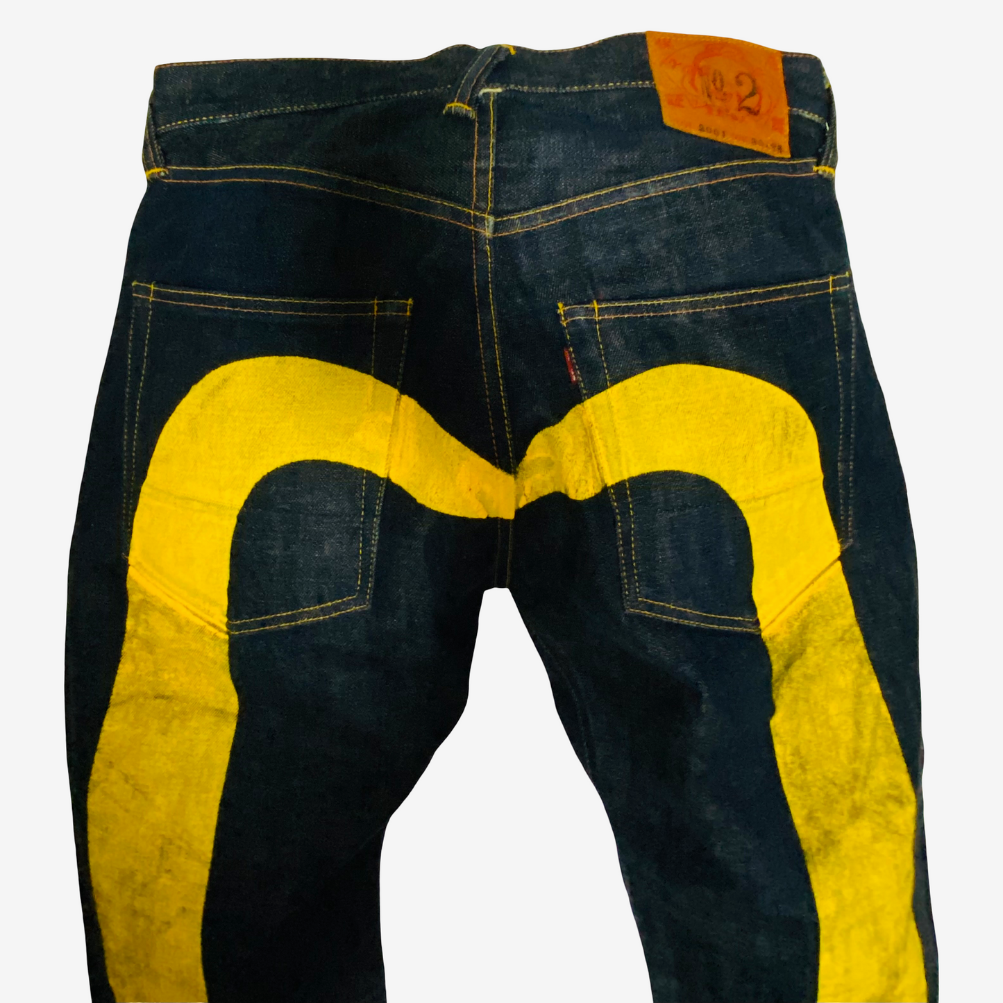 Vintage EVISU No.2 Lot 2001 Yellow Daicock Selvedge Jeans | Made in Japan Heritage Denim | Button Fly | W30 × L35