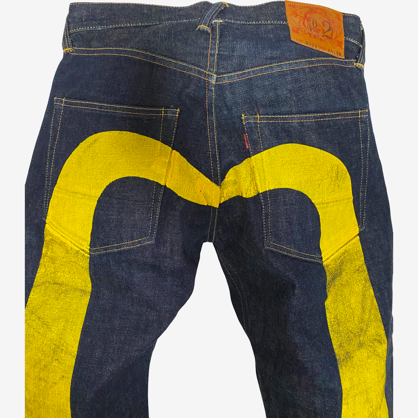 Vintage EVISU No.2 Lot 2001 Yellow Daicock Selvedge Jeans | Made in Japan Heritage Denim | Button Fly | W30 × L35