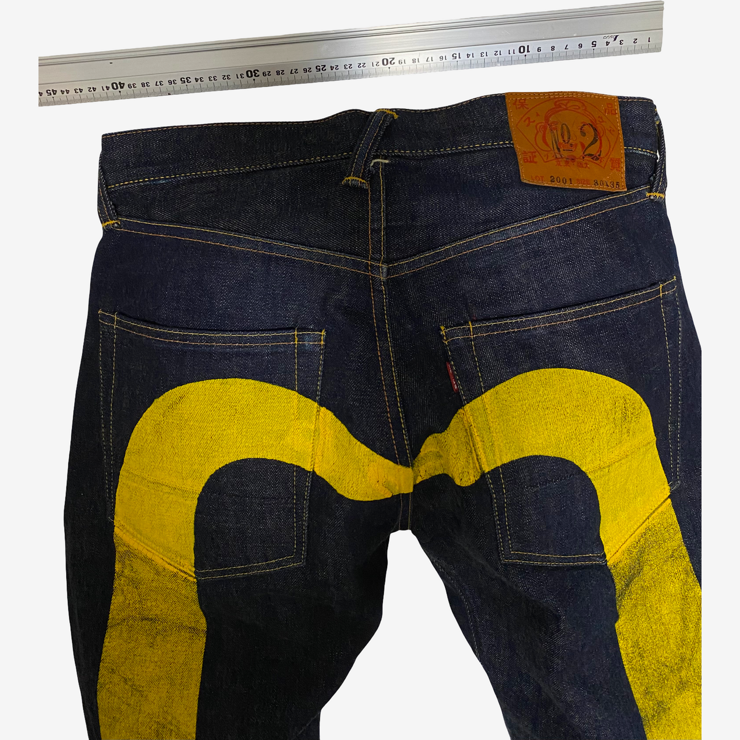 Vintage EVISU No.2 Lot 2001 Yellow Daicock Selvedge Jeans | Made in Japan Heritage Denim | Button Fly | W30 × L35