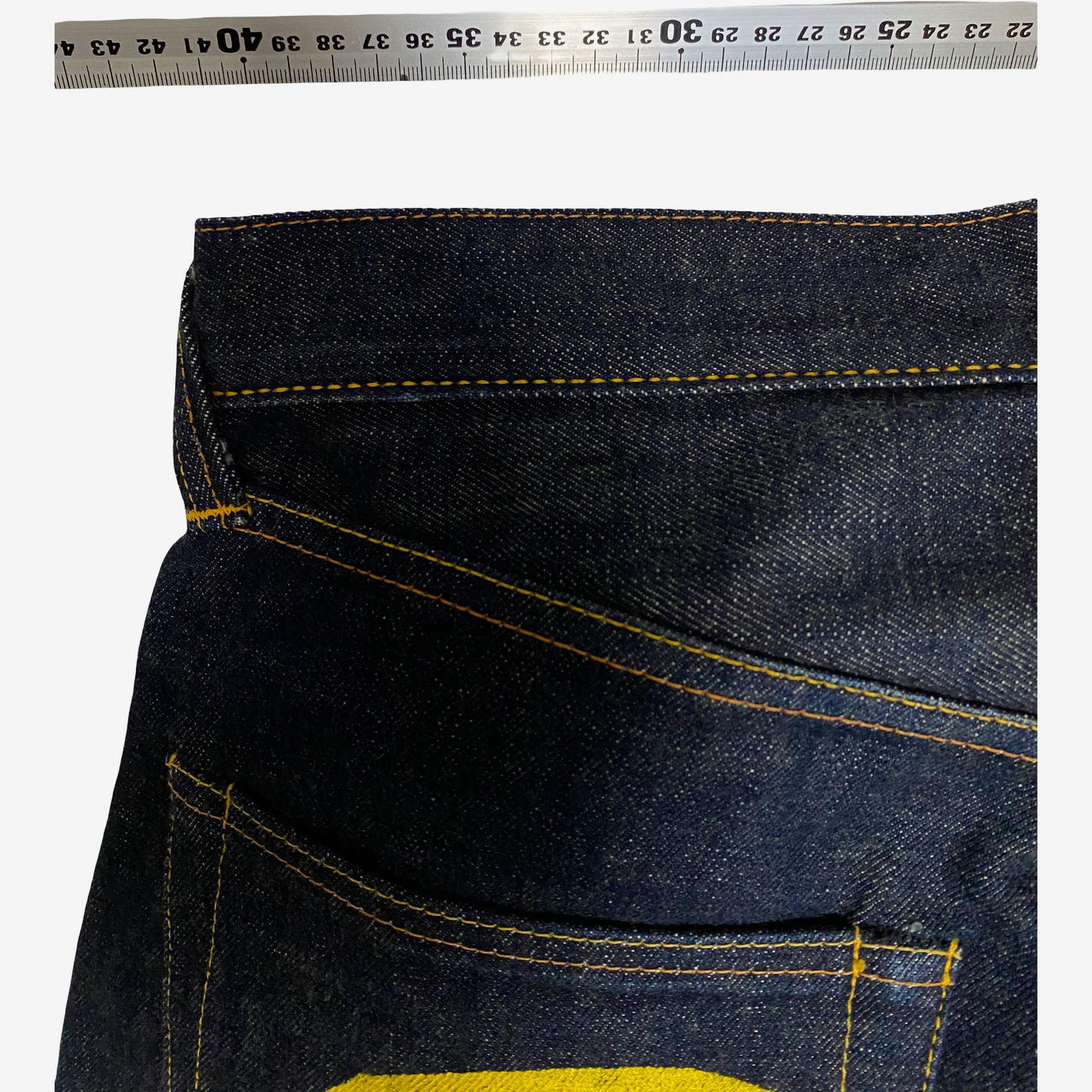 Vintage EVISU No.2 Lot 2001 Yellow Daicock Selvedge Jeans | Made in Japan Heritage Denim | Button Fly | W30 × L35