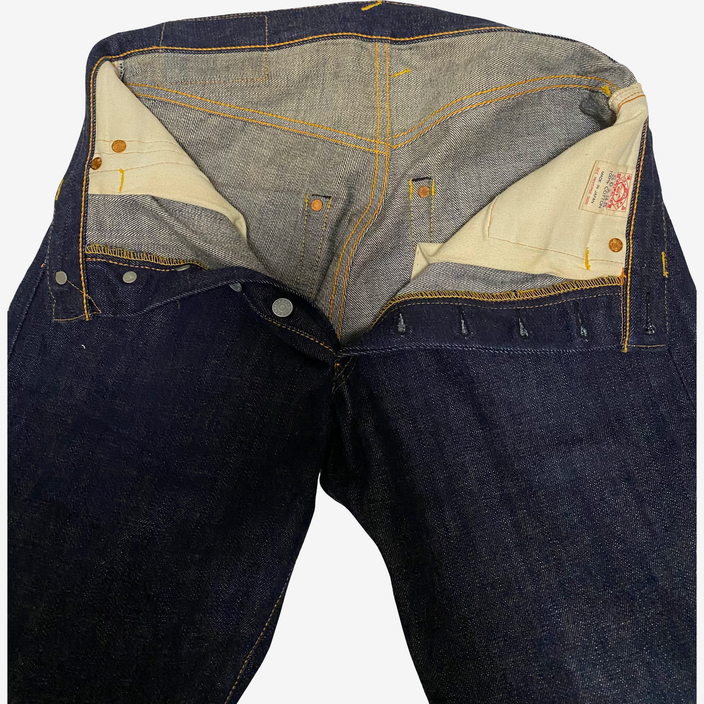 Vintage EVISU No.2 Lot 2001 Yellow Daicock Selvedge Jeans | Made in Japan Heritage Denim | Button Fly | W30 × L35