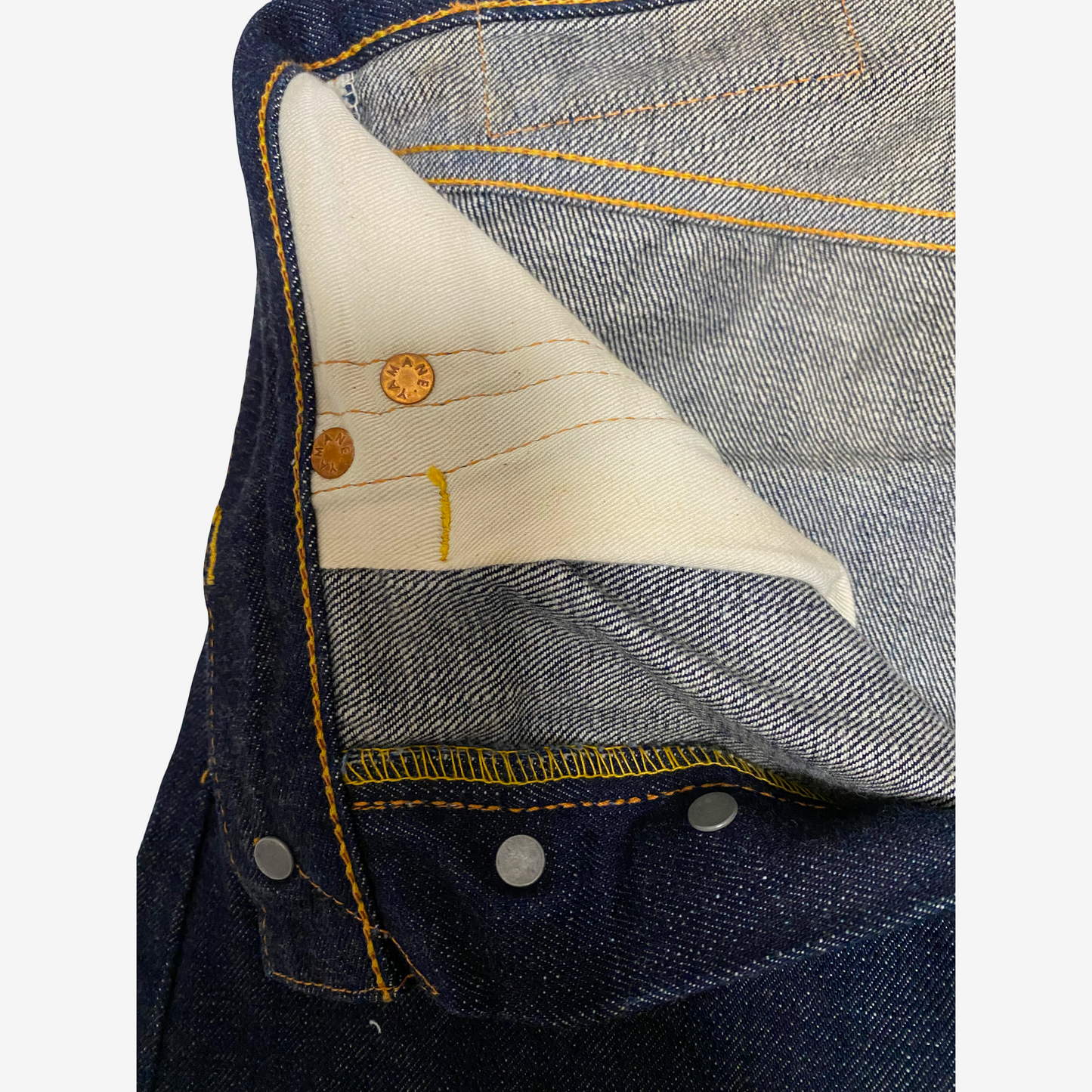 Vintage EVISU No.2 Lot 2001 Yellow Daicock Selvedge Jeans | Made in Japan Heritage Denim | Button Fly | W30 × L35