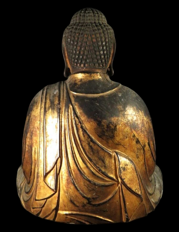 Early Edo Giltwood Seated Amida Nyorai (Amitabha) — Gyokugan Inlaid Eyes, 28cm Japanese Buddhist Sculpture