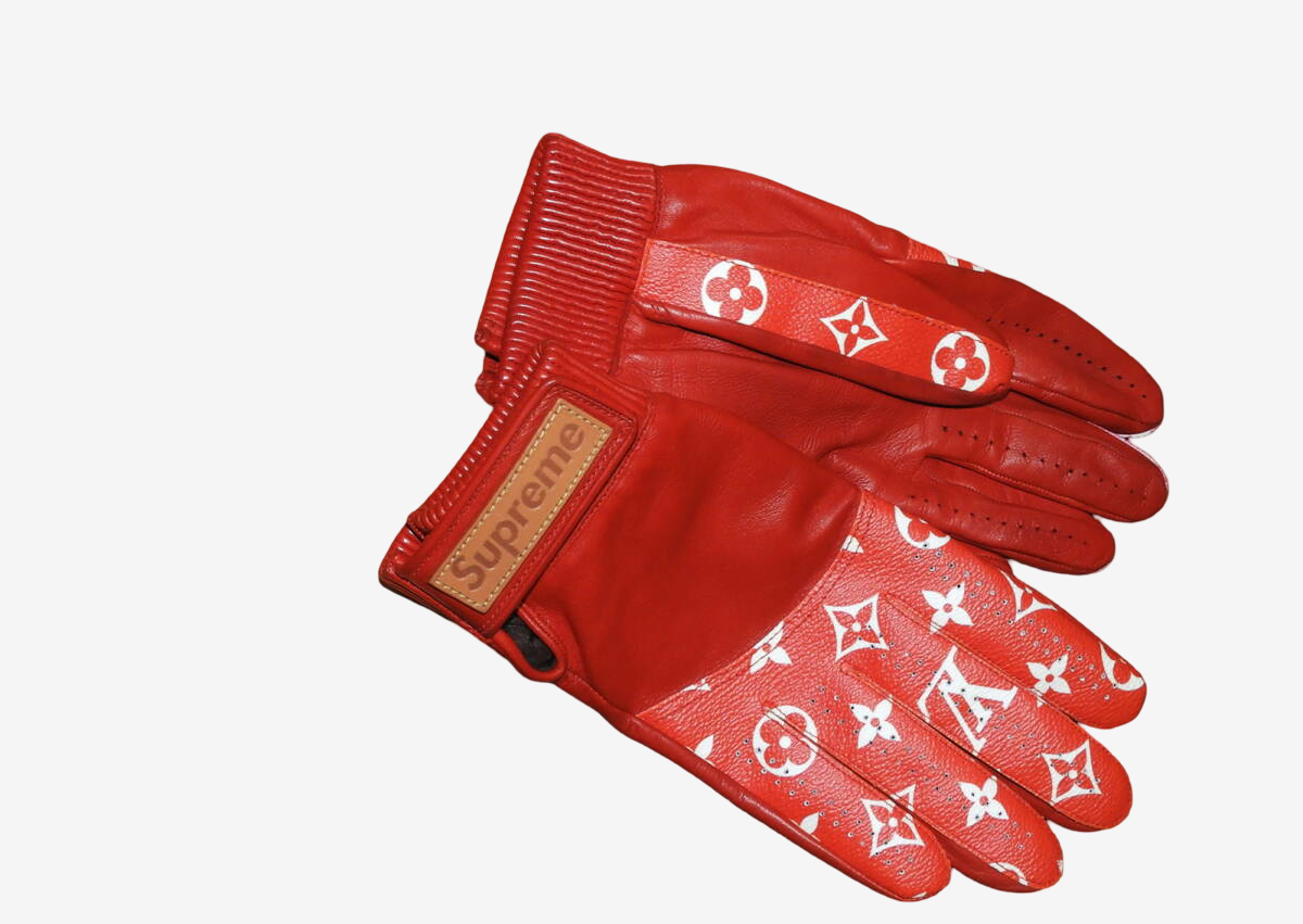 Supreme × Louis Vuitton Baseball Gloves in Red Monogram Leather, Fall/Winter 2017, Size S