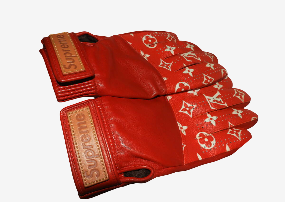 Supreme × Louis Vuitton Baseball Gloves in Red Monogram Leather, Fall/Winter 2017, Size S