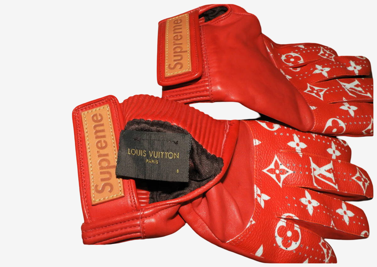 Supreme × Louis Vuitton Baseball Gloves in Red Monogram Leather, Fall/Winter 2017, Size S