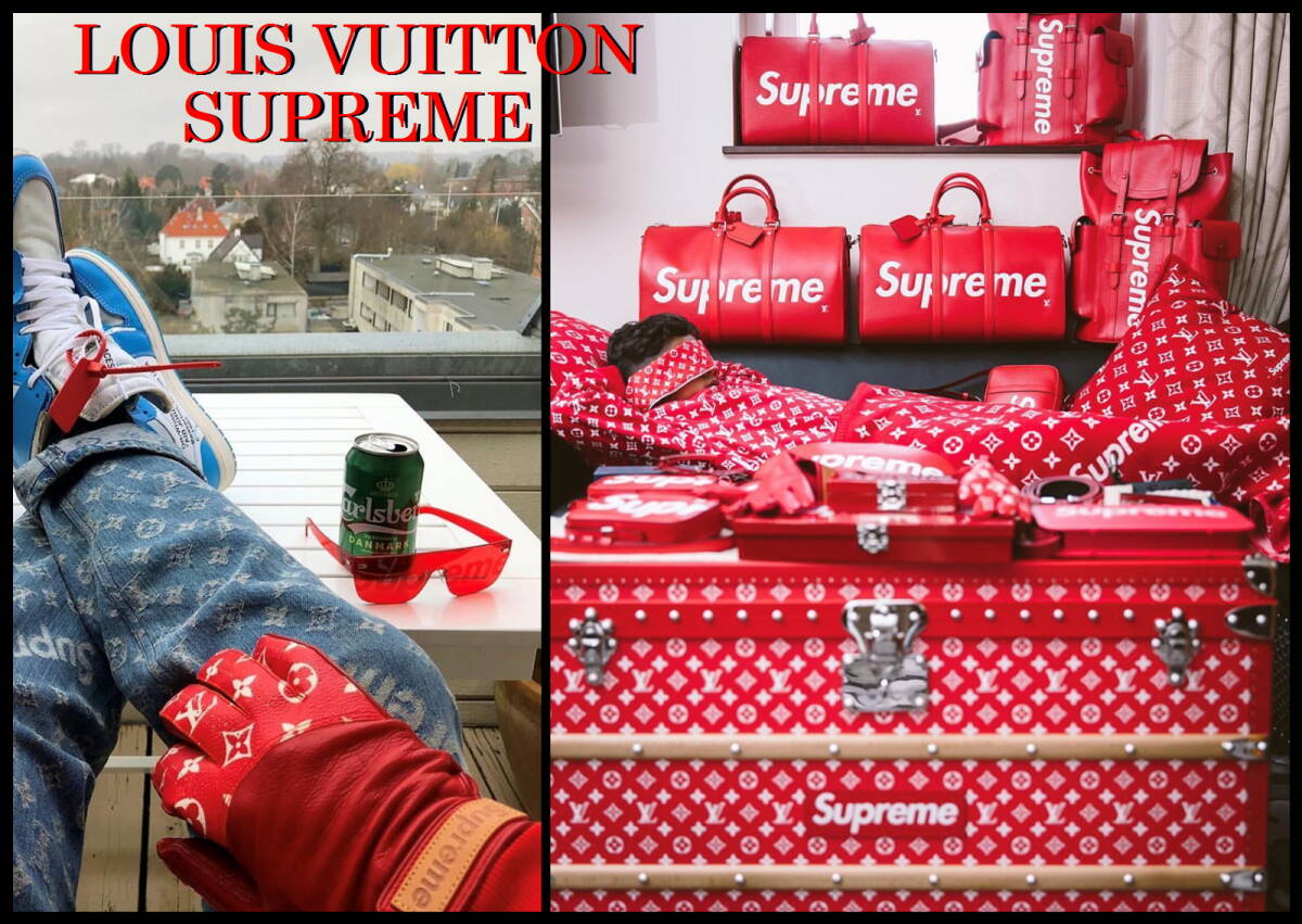 Supreme × Louis Vuitton Baseball Gloves in Red Monogram Leather, Fall/Winter 2017, Size S