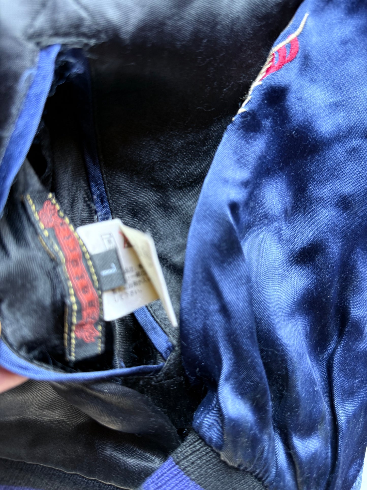 Vintage Tailor Toyo Reversible Sukajan Jacket Skull Tiger Hot Rod Monster Satin Bomber Japan Blue Black Embroidered Souvenir Jacket
