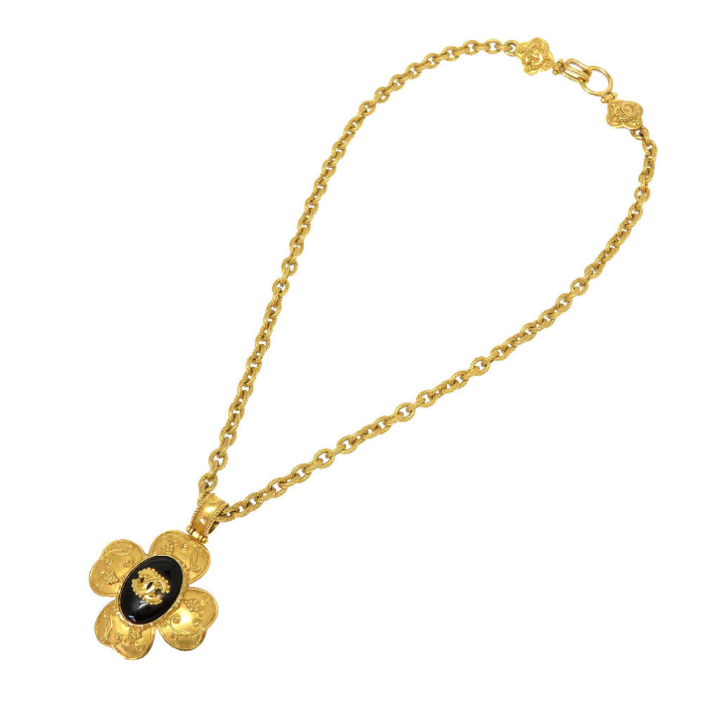 Chanel Vintage Black Stone CoCo Mark Gold Chain Necklace, view 2