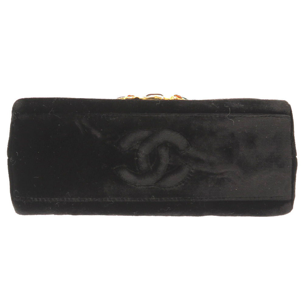 Chanel Multicolour Stone Black Suede Matelassé Gold Chain Shoulder Bag, view 3