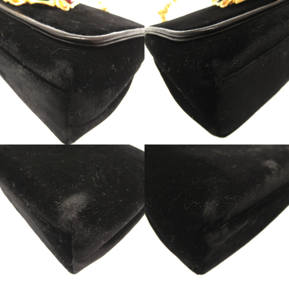 Chanel Multicolour Stone Black Suede Matelassé Gold Chain Shoulder Bag, view 8