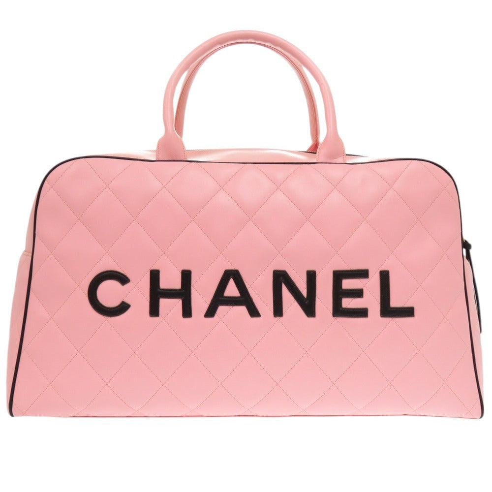 Chanel Matelassé Pink Lambskin Boston Bag with CC Logo, view 2