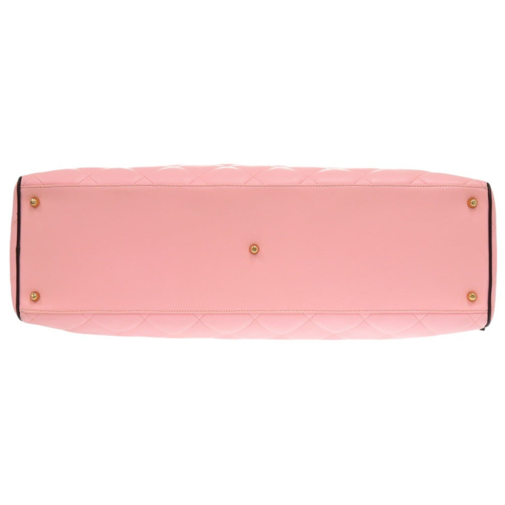 Chanel Matelassé Pink Lambskin Boston Bag with CC Logo, view 3