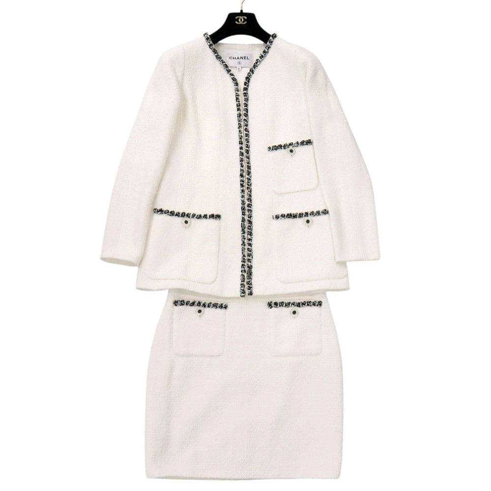 Chanel White Tweed Cotton Set-Up with Stone Buttons, view 1