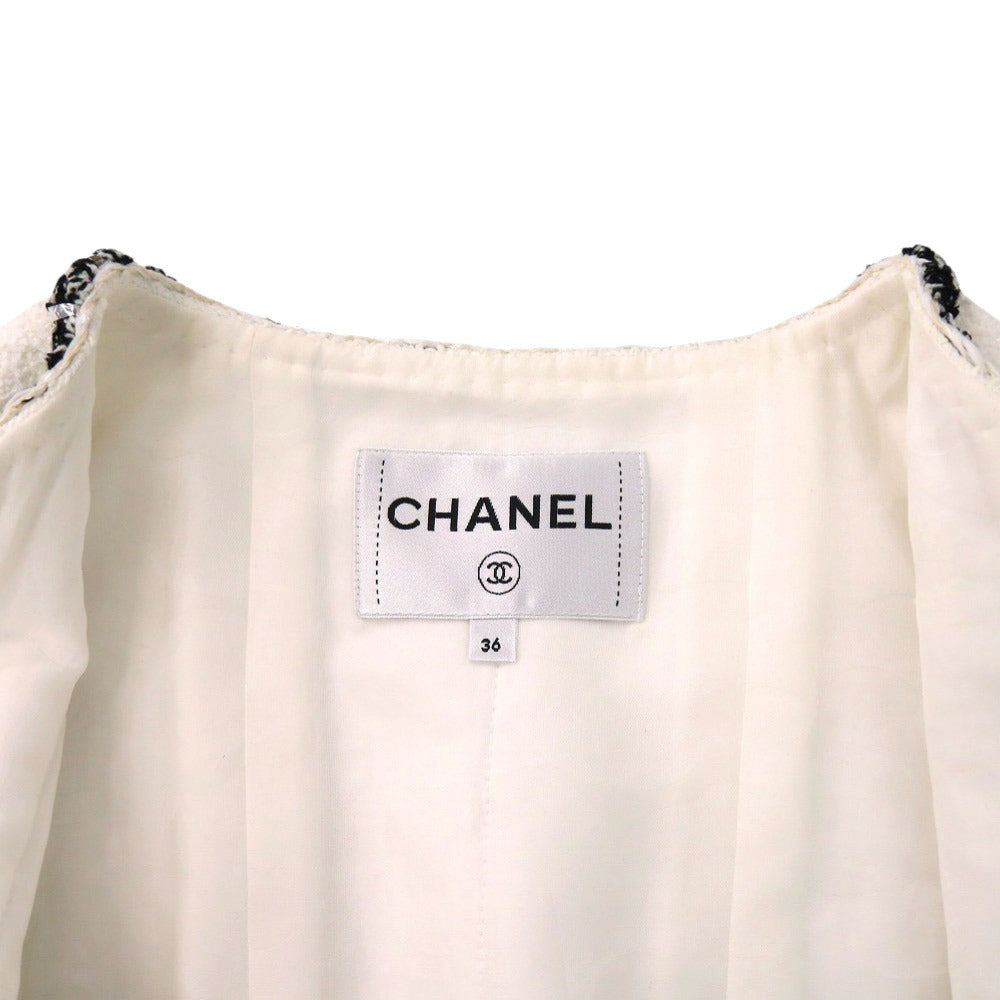 Chanel White Tweed Cotton Set-Up with Stone Buttons, view 4