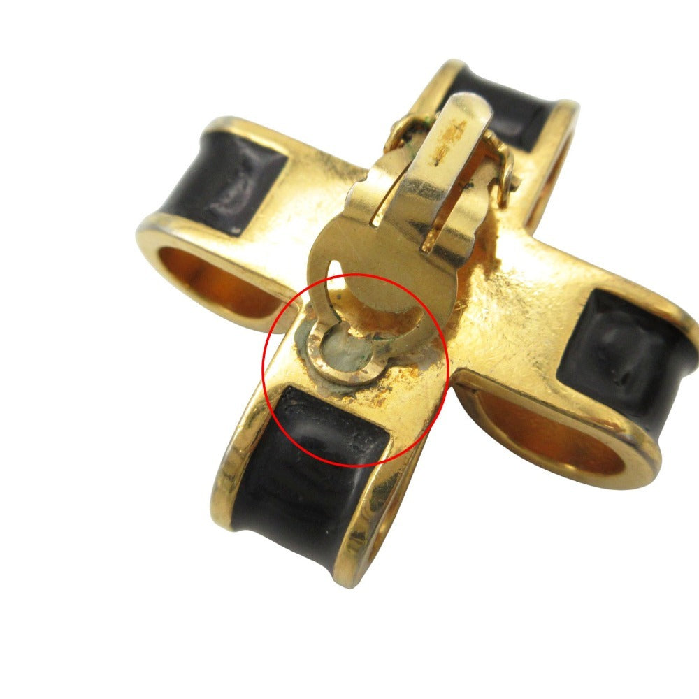 Chanel Black Enamel Bow Clip-On Earring with Faux Pearl, view 4