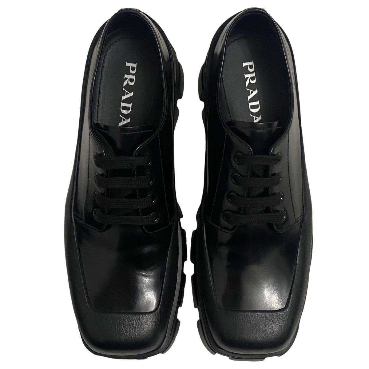 Prada by Raf Simons Monolith Square-Toe Derby Shoes, view 3